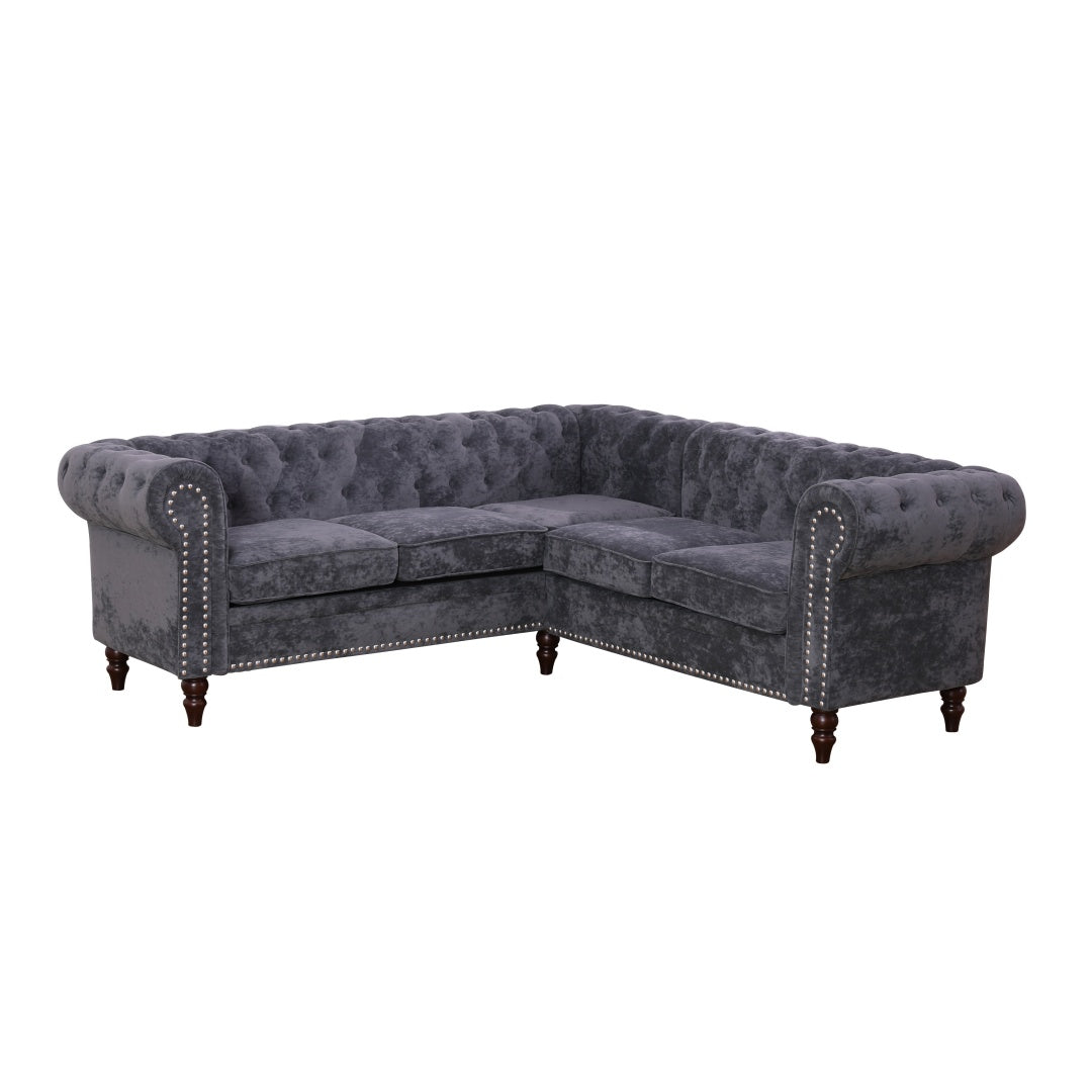 Black Flannelette Sofa Set