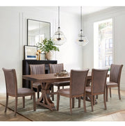 78.74 Mesa Rectangular de Roble de Goma para 6-8 Personas con Base de Caballetes de Madera, Mesa de Madera para Cocina de Estilo Moderno de Mediados de Siglo, Mesa de Cena para Comedor, Sala de Estar, ROBLE