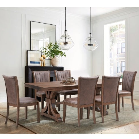 78.74 Mesa Rectangular de Roble de Goma para 6-8 Personas con Base de Caballetes de Madera, Mesa de Madera para Cocina de Estilo Moderno de Mediados de Siglo, Mesa de Cena para Comedor, Sala de Estar, ROBLE