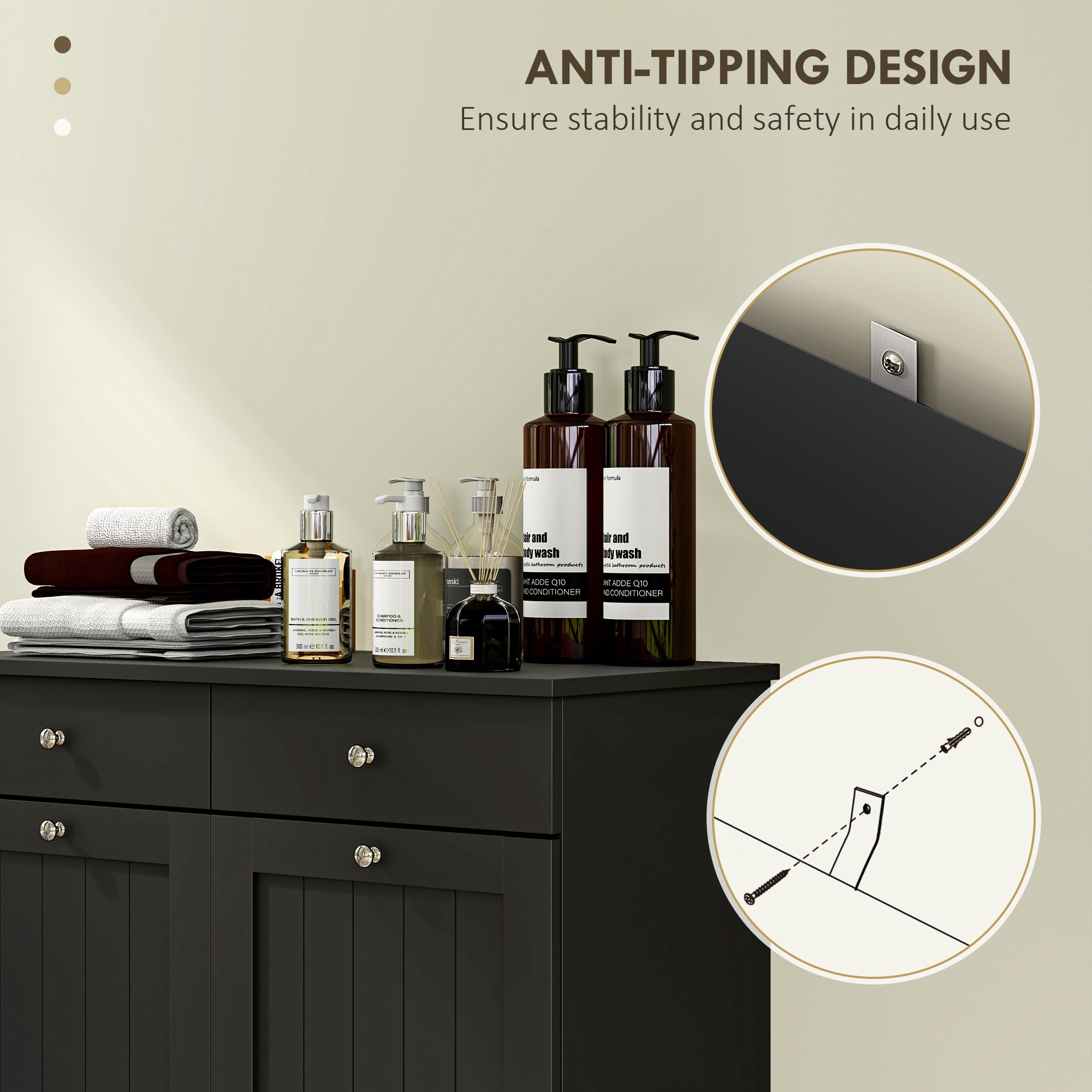 White Double Hamper Cabinet