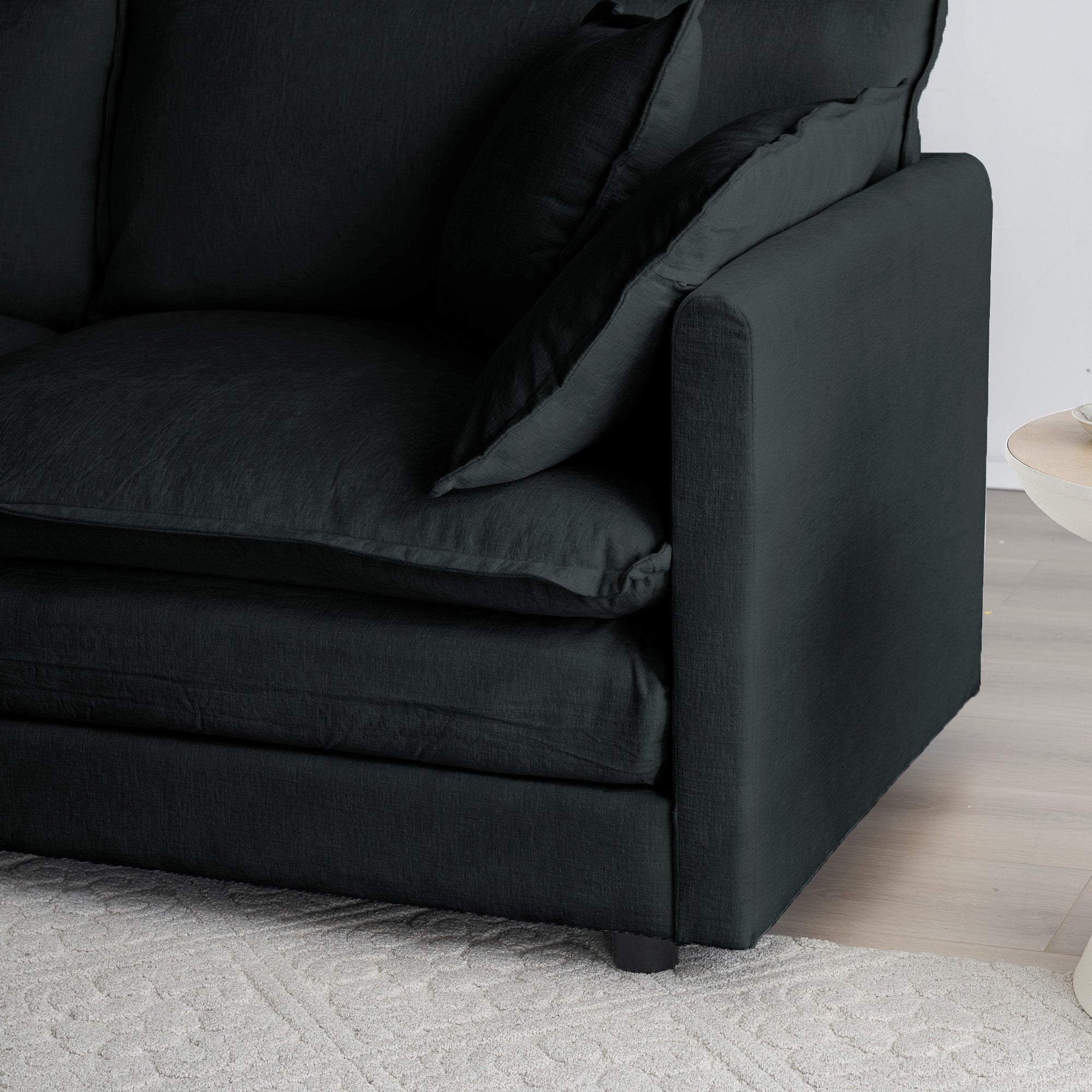 Black Chenille Loveseat Sofa