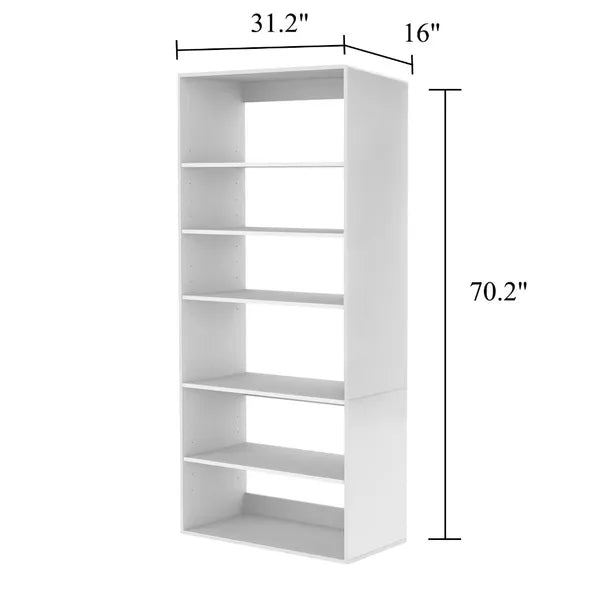 70.2"H Livelylodge Wooden Modular Closet System :Closet Organizer Modern Open Wardrobe Closet System For Bedroom&Coatroom White Finish For All Ages