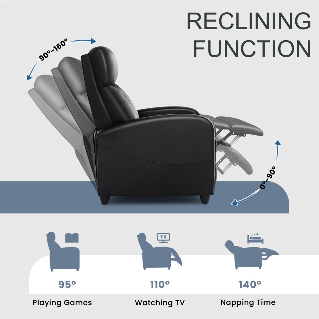 Silla Reclinable de Cuero Sintético PU Sofá Reclinable Sin Masaje