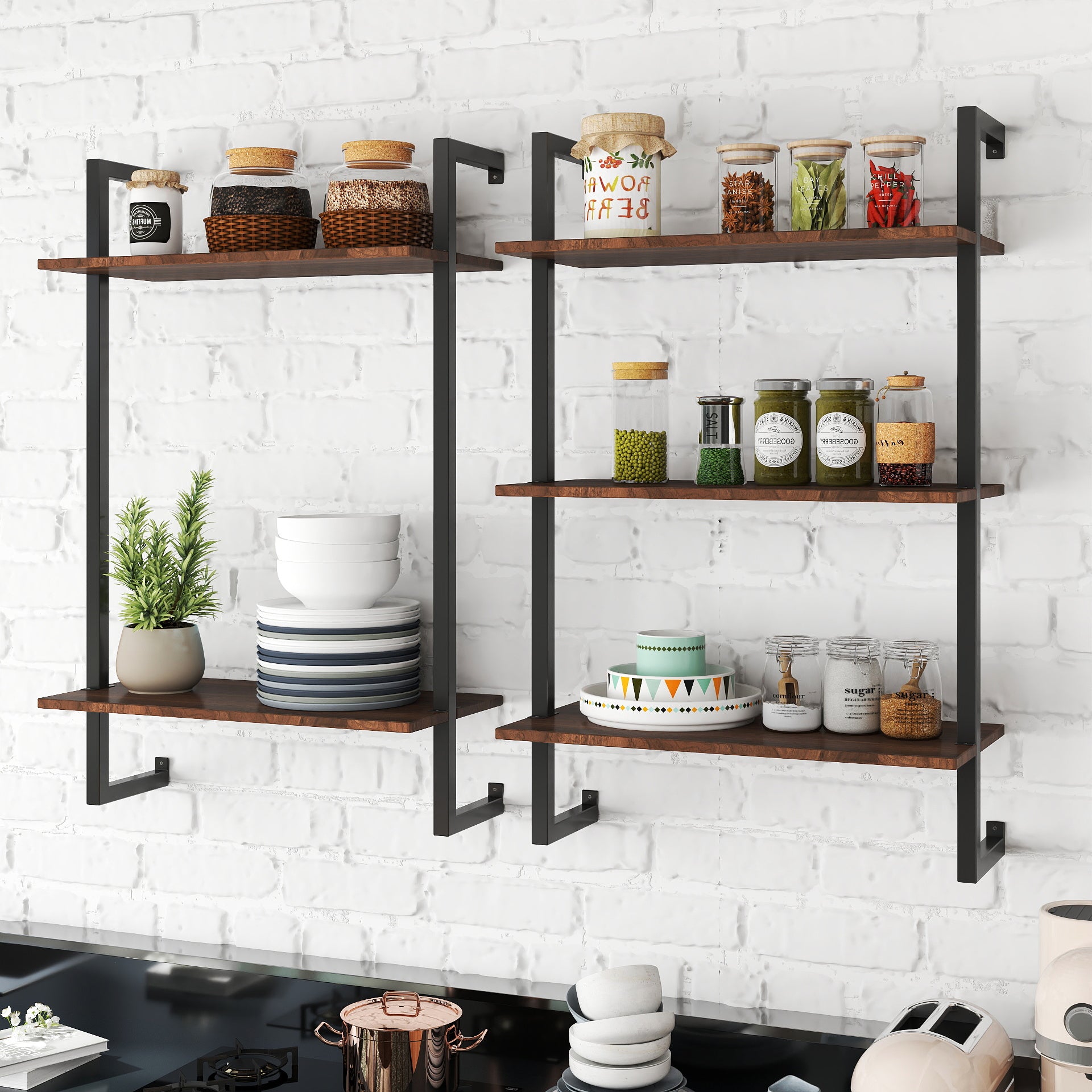 Metal Wood Hanging Shelves