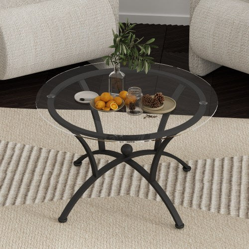3-teiliges Couchtisch-Set mit gehärteter Glasoberfläche Deko-Couchtisch