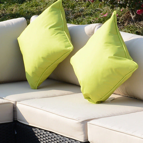 Outsunny Conjunto de Sofá de Esquina de Ratán PE de 8 Piezas con Cojines Gruesos, Conjunto de Muebles de Jardín de Ratán Exterior de Aluminio con Mesa de Tapa de Vidrio, Sin Ensamblaje Requerido, Negro