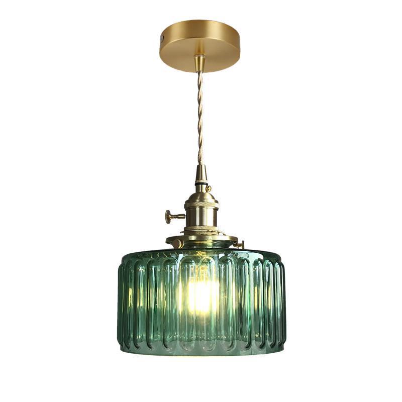 Green Glass Brass Multi-Head Chandelier