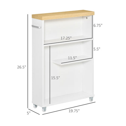 Slim Bathroom Cabinet with Castor Wheels Storage Organizer and Shelves To Fit In Small Spaces