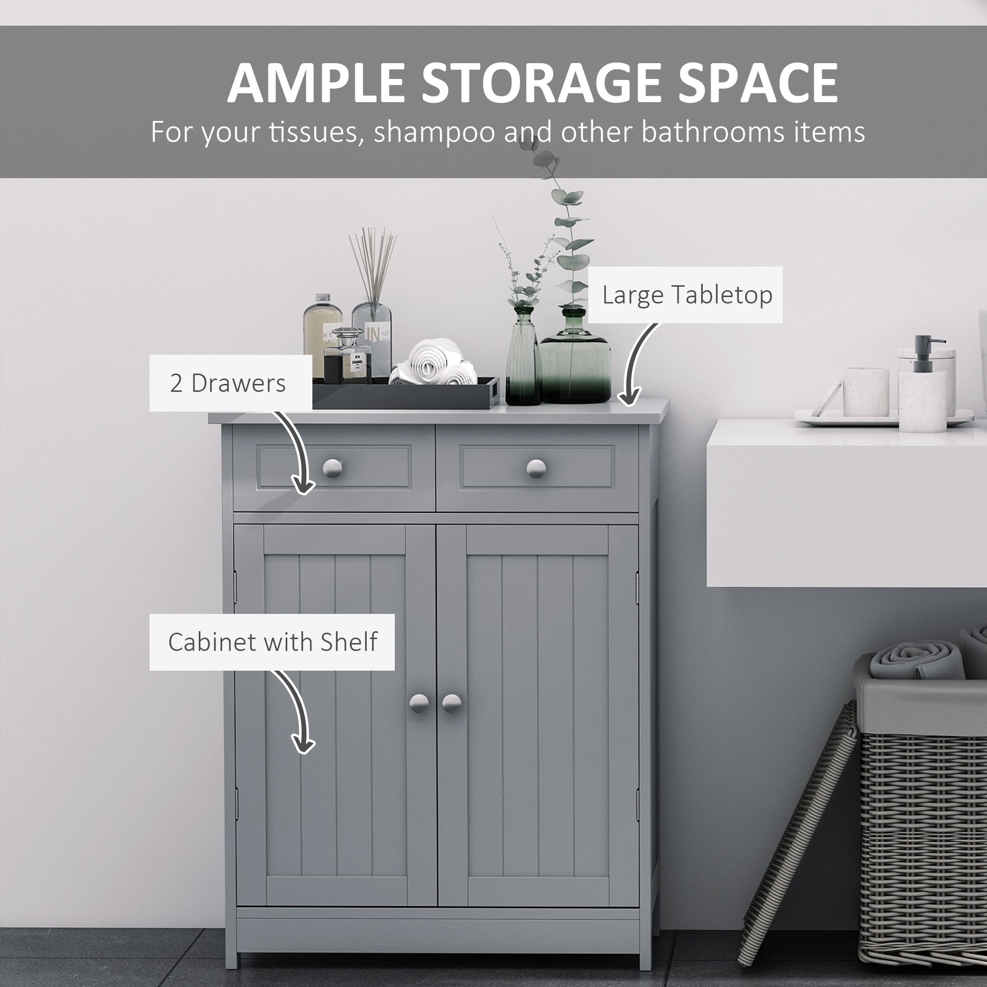 Grey Bathroom Floor Cabinet