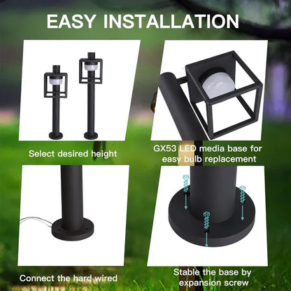 Outdoor Driveway Light Bollard Landscape Path Light With GX53 LED Bulb 120V Hard Wired 36514
