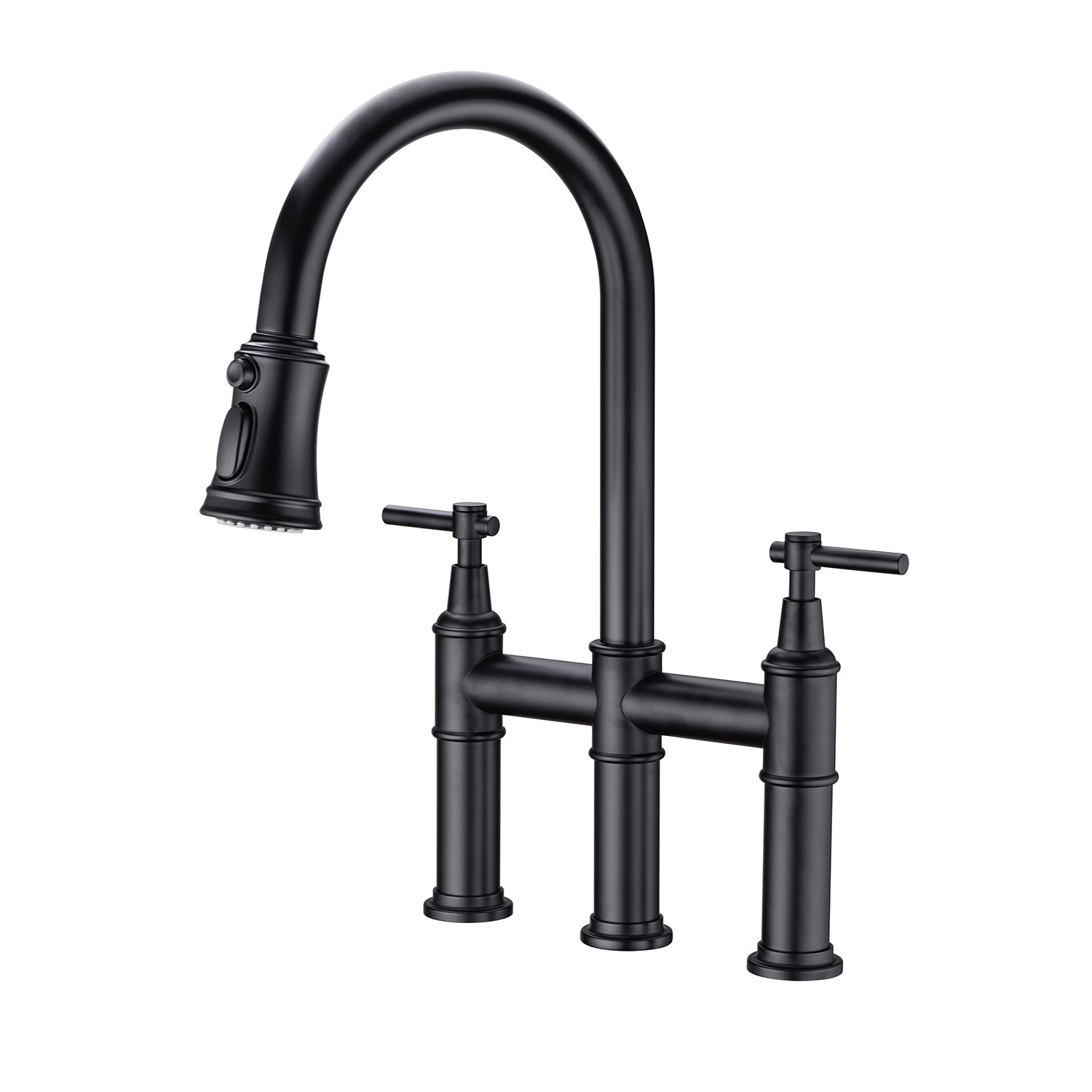 Matte Black Dual-Handle Kitchen Faucet