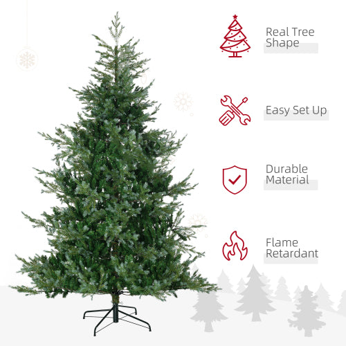 HOMCOM 7.5ft Artificial Christmas Tree Holiday Dcor With 1288 Branches, Auto Open, Steel Base, Wide Shape, Easy To Shape Branches