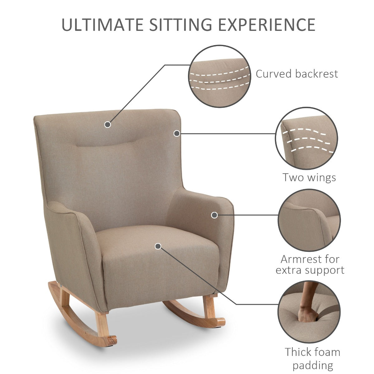 Sillón Mecedora Moderno Sofá Sillón Moderno Silla de Énfasis con Relleno Grueso