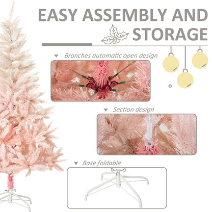 HOMCOM 7ft Unlit Spruce Artificial Christmas Tree With Realistic Branches And 1000 Tips, Pink