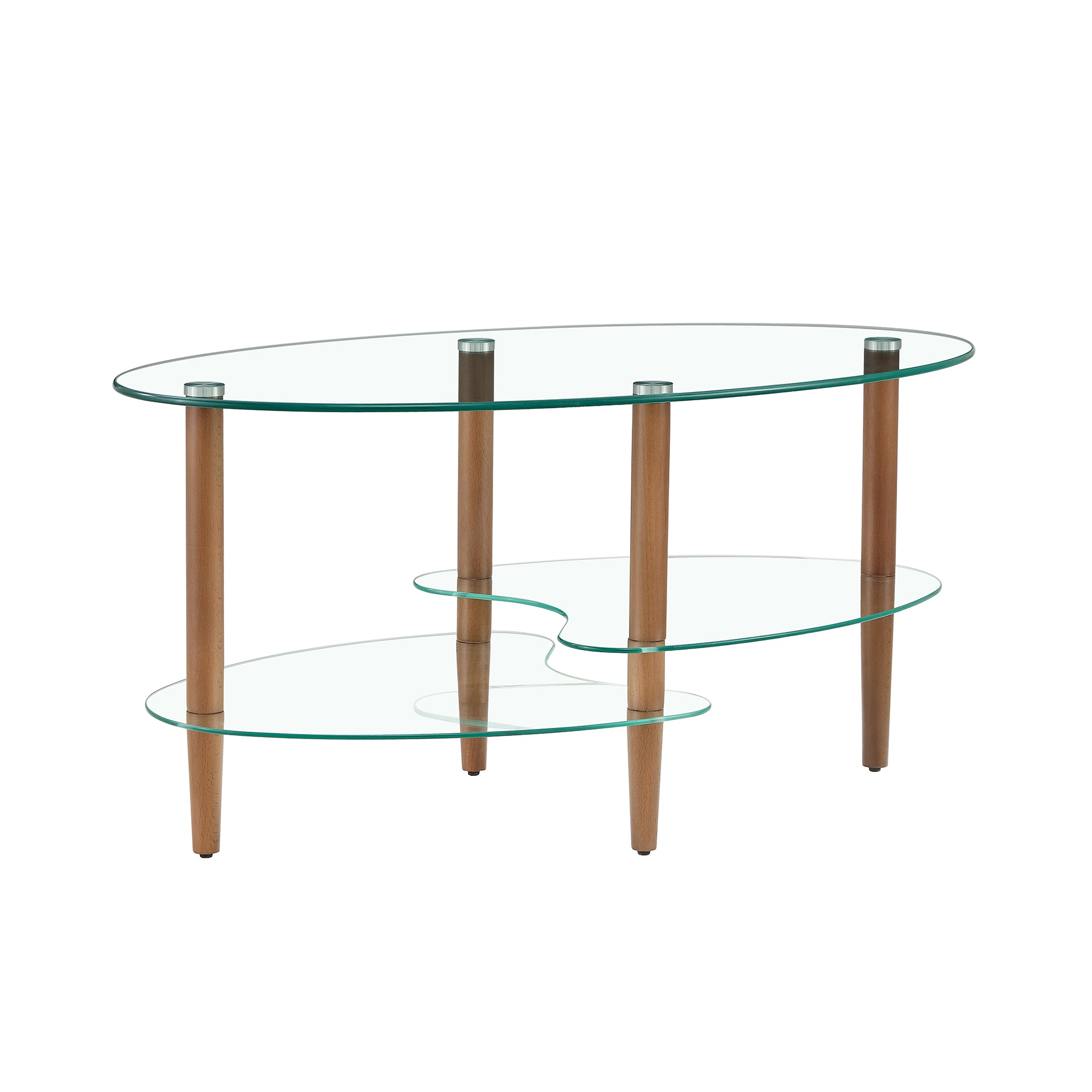 Glass Oval Coffee Table Clear Wood Legs