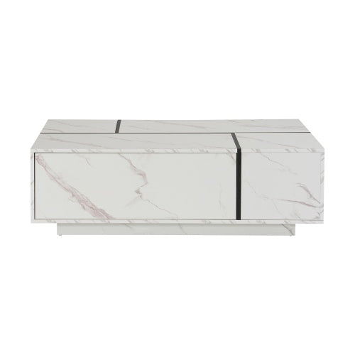 Rectangular Sliding Top Coffee Table With 2 Drawers And 2 Hidden Storage For Living Room 47.2