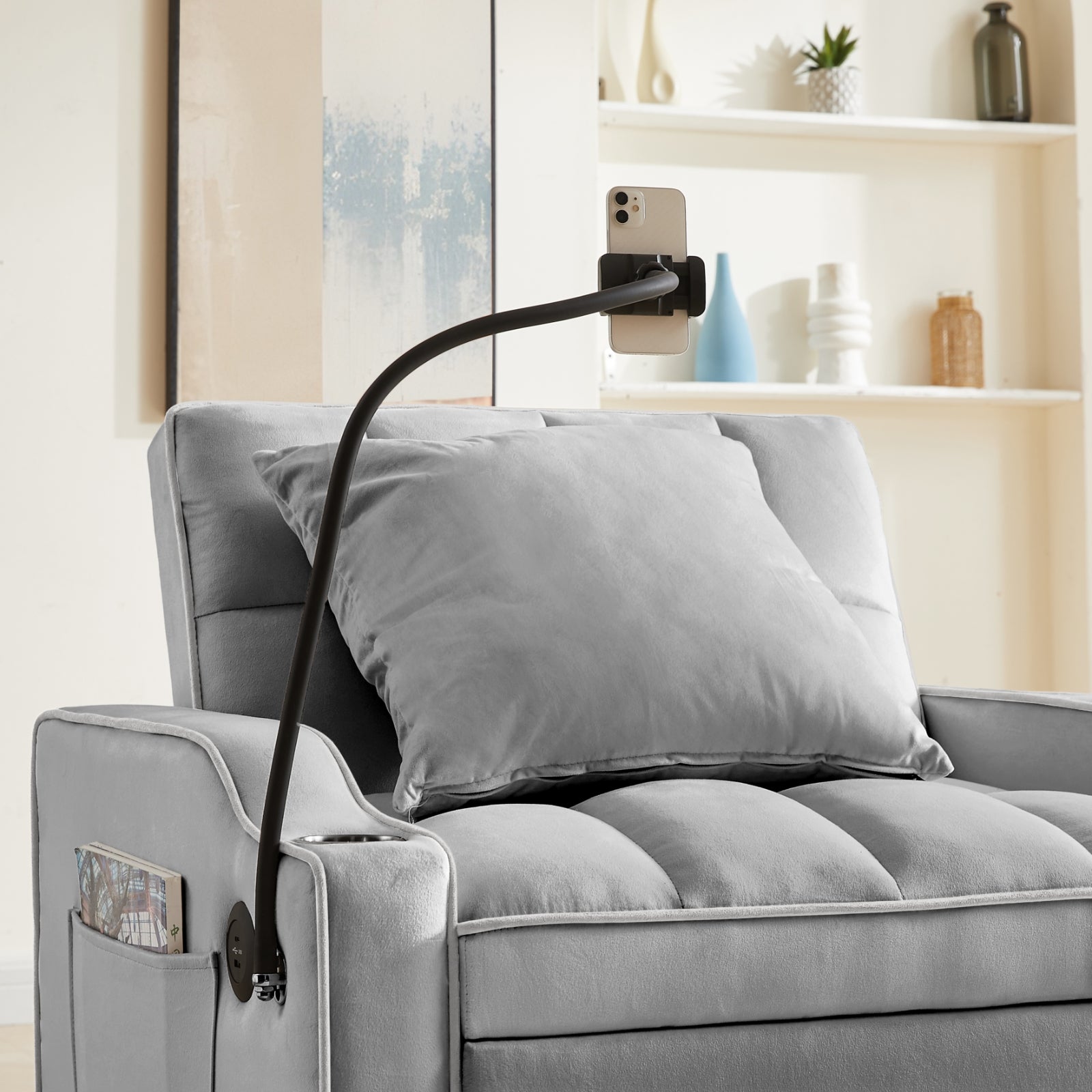 Sofá Cama Desmontable Convertible en Sillón Cama Desmontable Ajustable con Múltiples Bolsillos Sofá Plegable