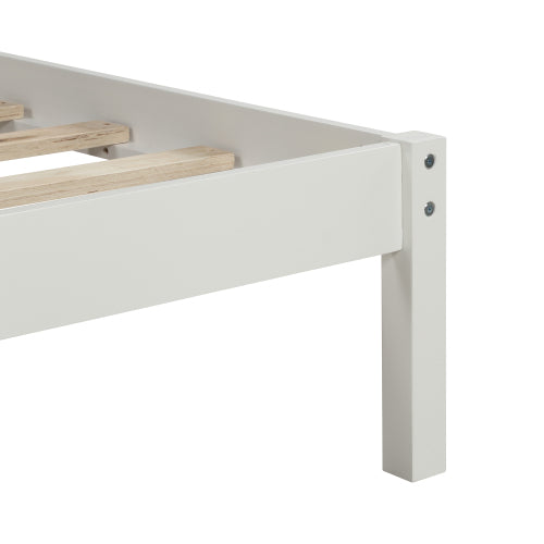 White Wood Platform Bed