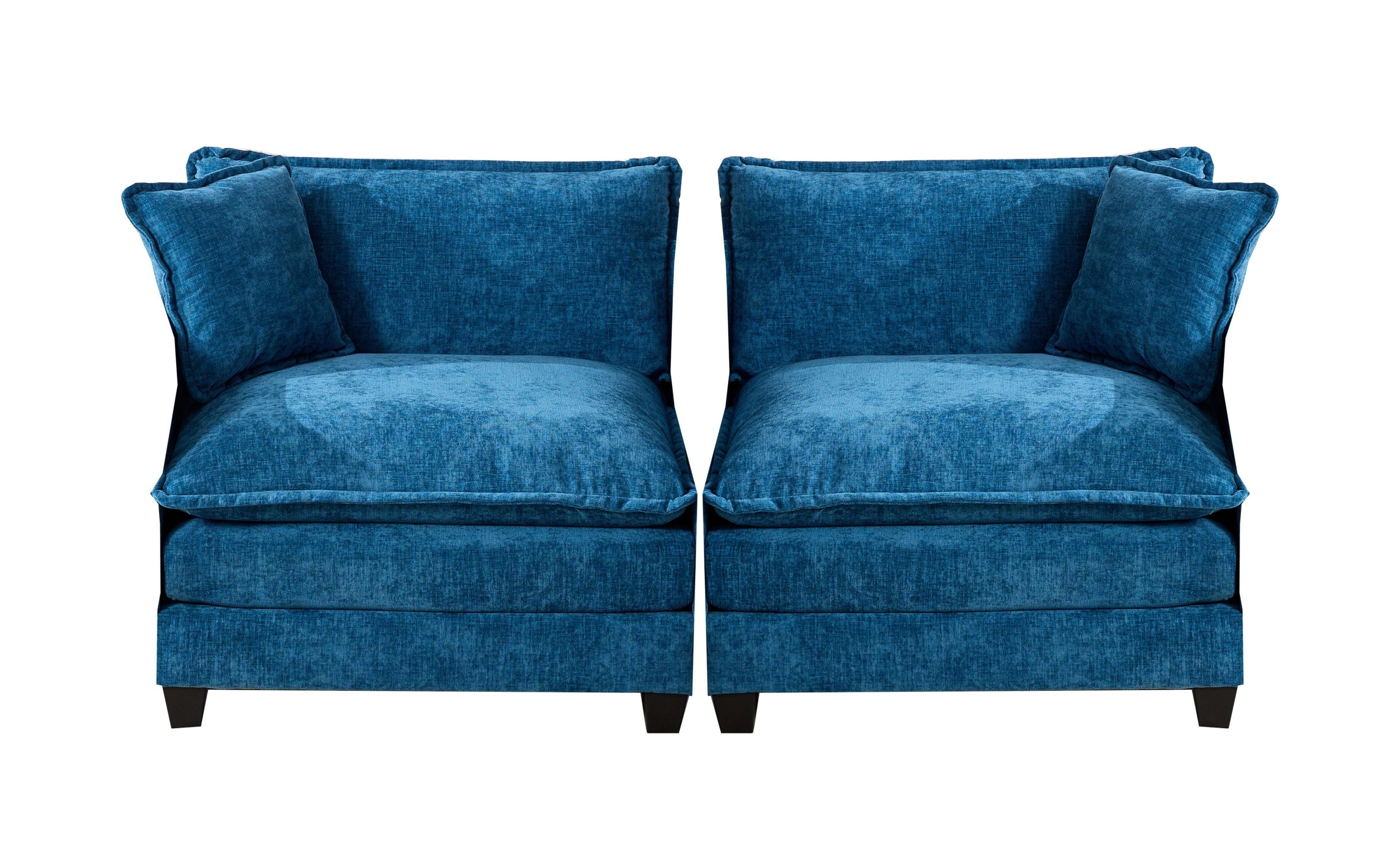 Sofá Nube de Dos Asientos El Cojín en el Reposabrazos No Incluido, Sofá Seccional Moderno, para Apartamento, Cojín de Asiento Tapizado en Doble Capa Cómodo, Tejido de Chenilla Transpirable, Azul