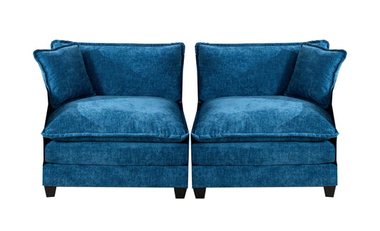 Cloud Sofa Two Seats The Cushion On The Armrest Not Included, Modern Sectional Couch, For Apartment, Comfy Double Layer Upholstered Seat Cushion, Breathable Chenille Fabric, Blue