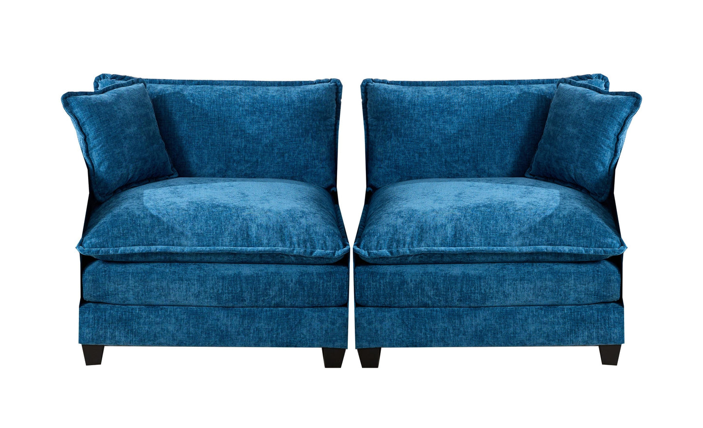 Cloud Sofa Two Seats The Cushion On The Armrest Not Included, Modern Sectional Couch, For Apartment, Comfy Double Layer Upholstered Seat Cushion, Breathable Chenille Fabric, Blue