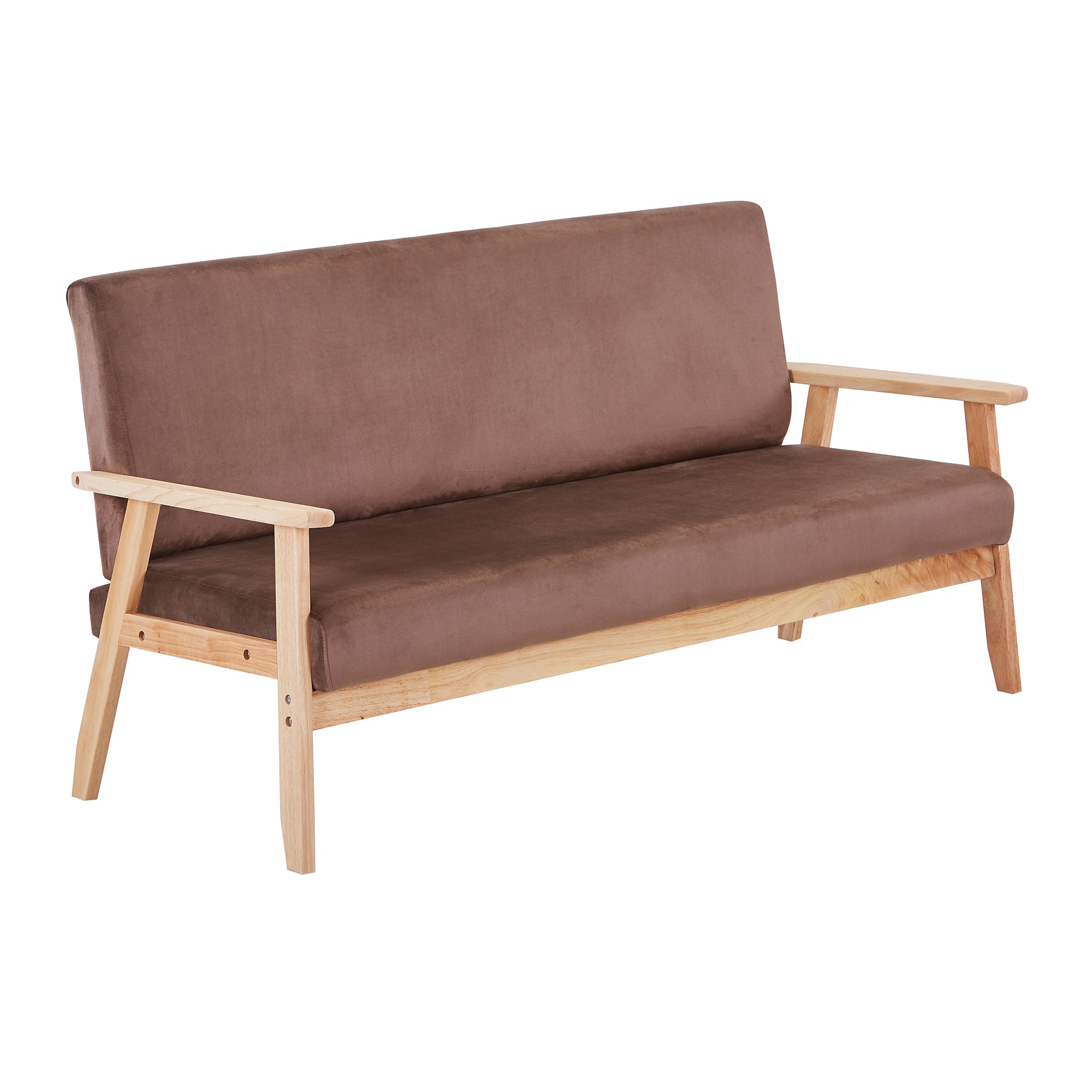 Wooden Arm Velvet Loveseat