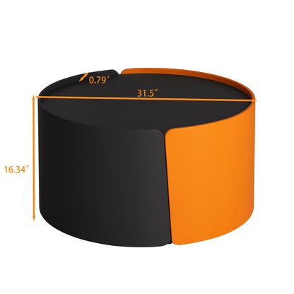 Nesting Coffee Table, Round Nesting Tables And End Tables For Small Space, Modern Side Tables With Extendable Sliding Tabletop For Living Room, Office,Black, No Need Assembly