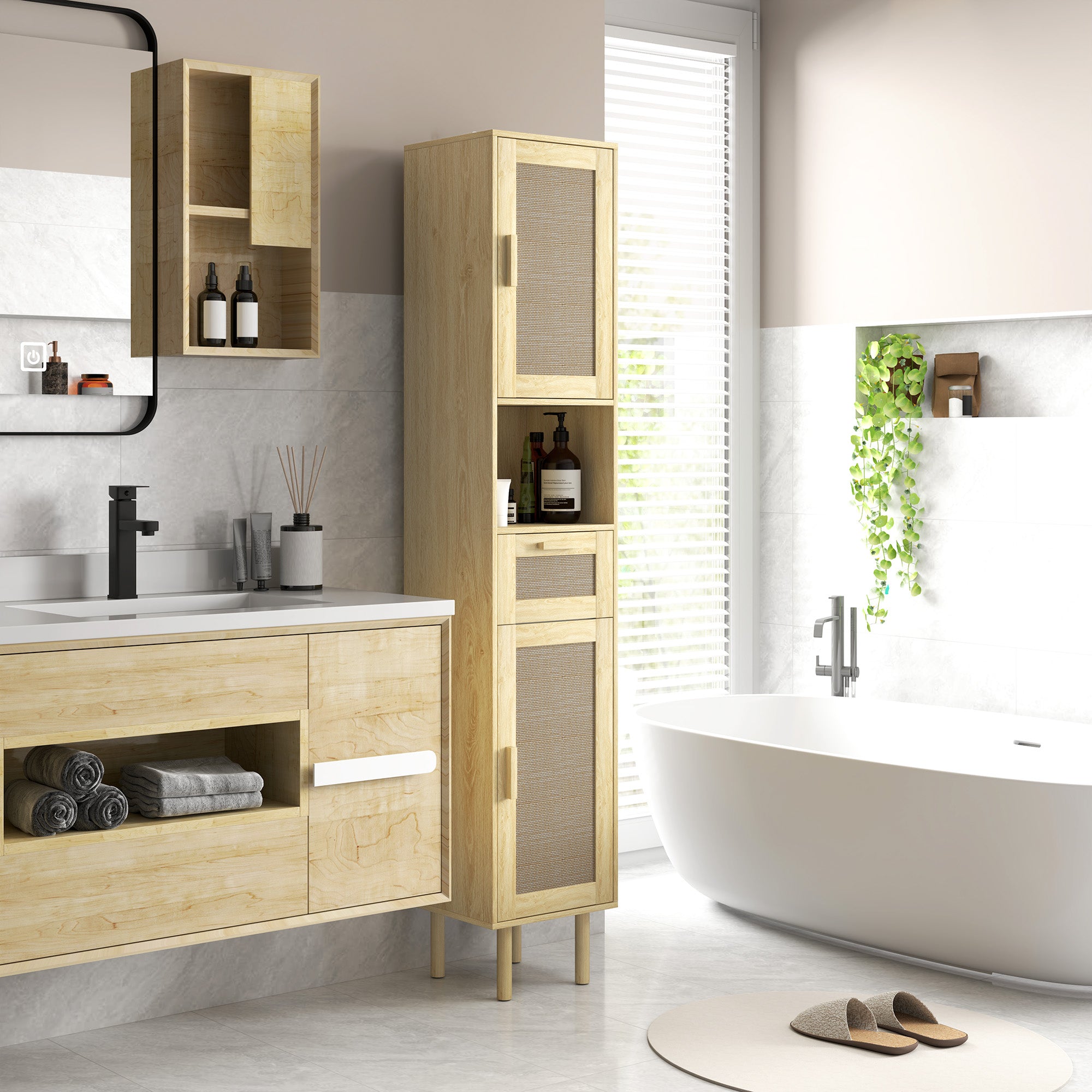 Rattan Door Bathroom Cabinet
