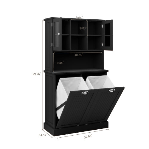 Black MDF Laundry Cabinet