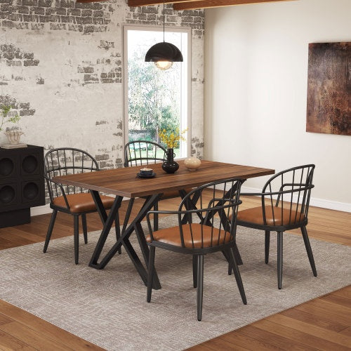 Walnut Metal Dining Table