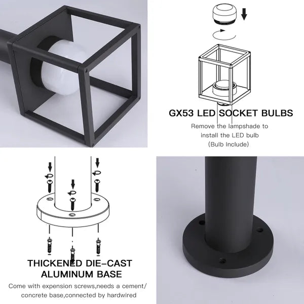 Outdoor Pathway Light LED Bollard Waterproof Garden Landscape Lighting Floor Lamp For Walkway 36516