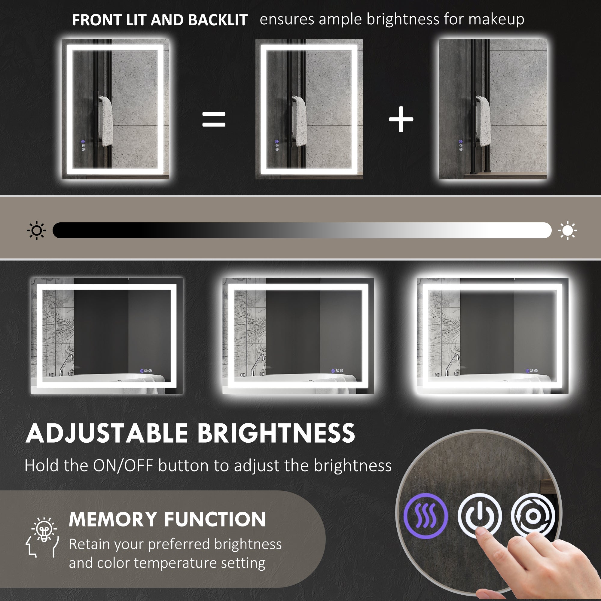 Front Backlit Bathroom Mirror