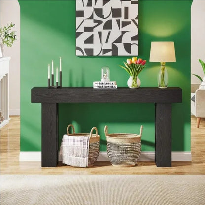 Long Console Table Wooden Rectangular Sofa Table Behind The Couch