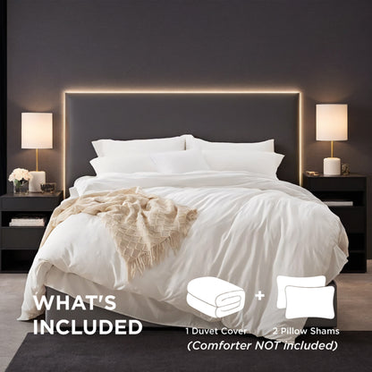 Solid White Oversized Duvet Cover Set Includes 1 Duvet Cover & 2 Pillowcases. Crafted From Premium Breathable Microfiber With Bohemian Accents. Fits Single/double Beds. Combines Luxury Hotel Elegance