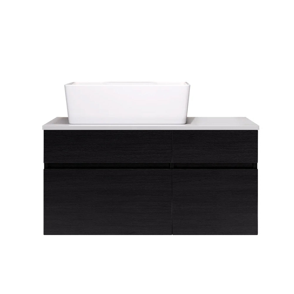 31.5 Inches Wall Mounted Single Bathroom Vanity With Engineered Stone Top