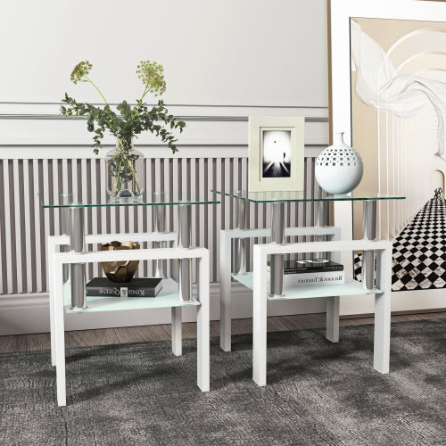 White Glass Square Tables