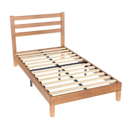 Solid Wood Bed Frame - Mattress Base With Headboard, No Spring Box Required, 1100 Pounds Of Sturdy Wooden Strips For Support