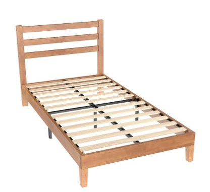 Solid Wood Bed Frame - Mattress Base With Headboard, No Spring Box Required, 1100 Pounds Of Sturdy Wooden Strips For Support
