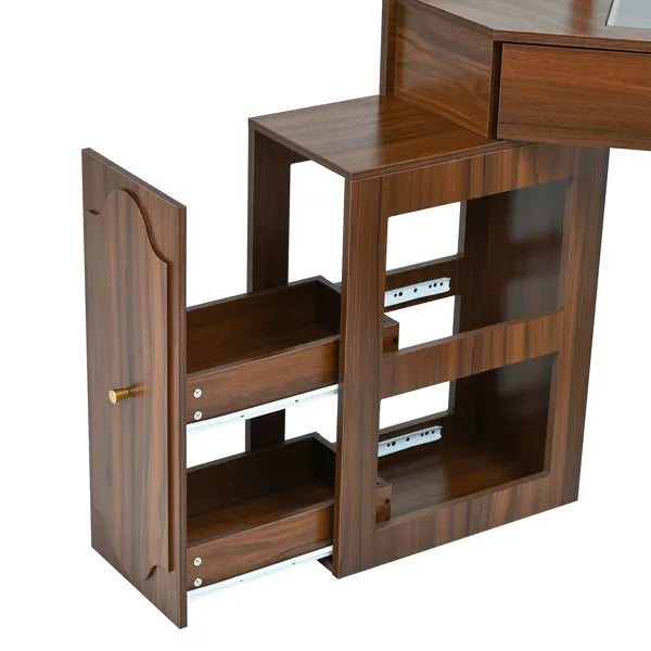 Walnut Triangle Vanity Desk