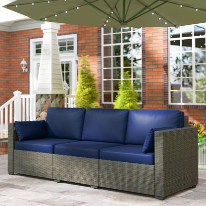 Patio Couch PE Deep Seating Outdoor Sofa with Removable Cushions