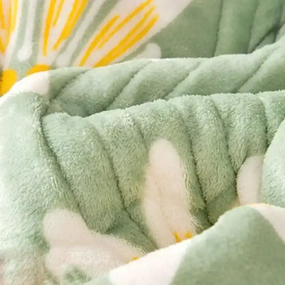 Soft mint green cozy milk velvet blanket with ribbed texture and white floral embroidery for bedroom warmth decorbites cozy milk