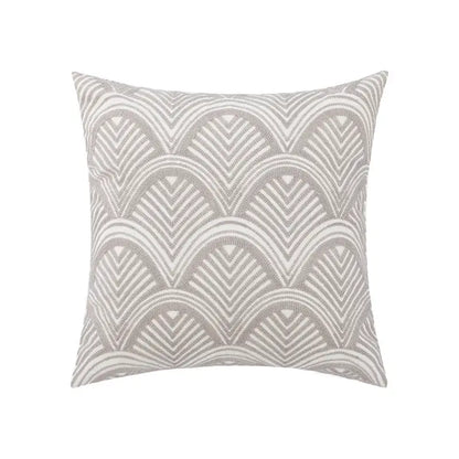 A daisy floral geometric square throw pillow with textured gray and white wave pattern for living room decorbites decorbites geometric embroidery pillowcase