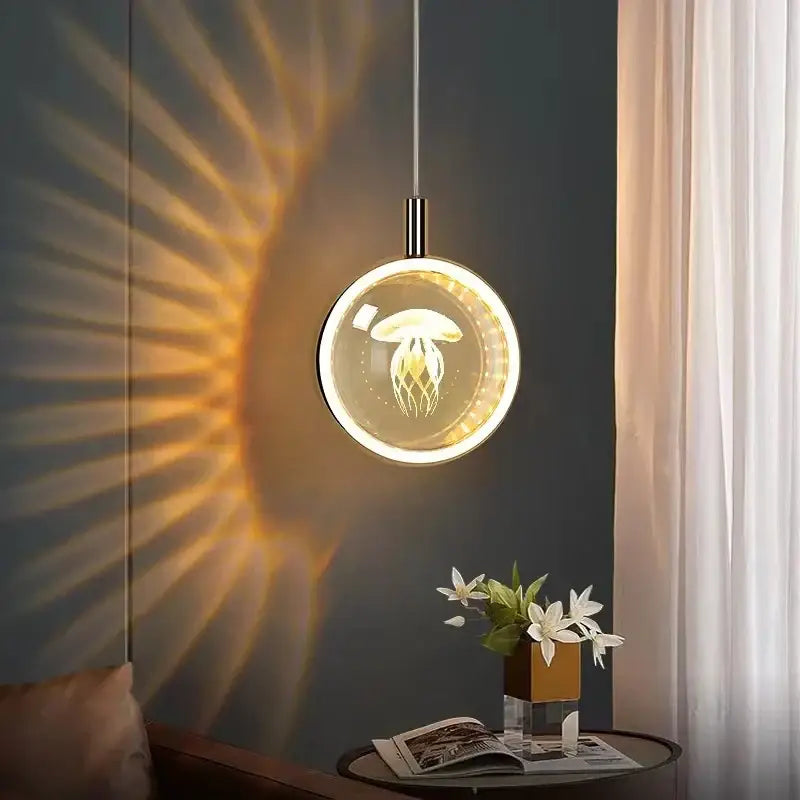 Dandelion crystal ball jellyfish pendant light with translucent glass globe and metallic frame for dining room decorbites dandelion crystal