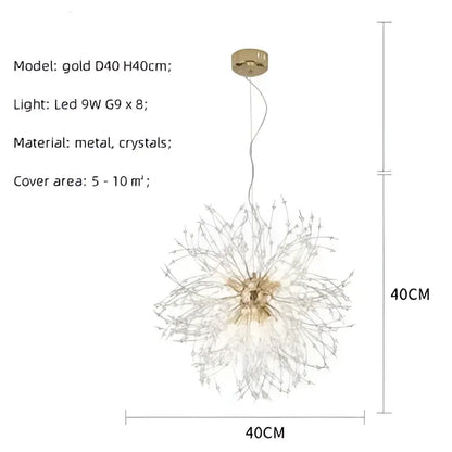 Gold-toned dandelion gold chrome chandelier with crystal accents and modern airy design for dining room decorbites dandelion gold