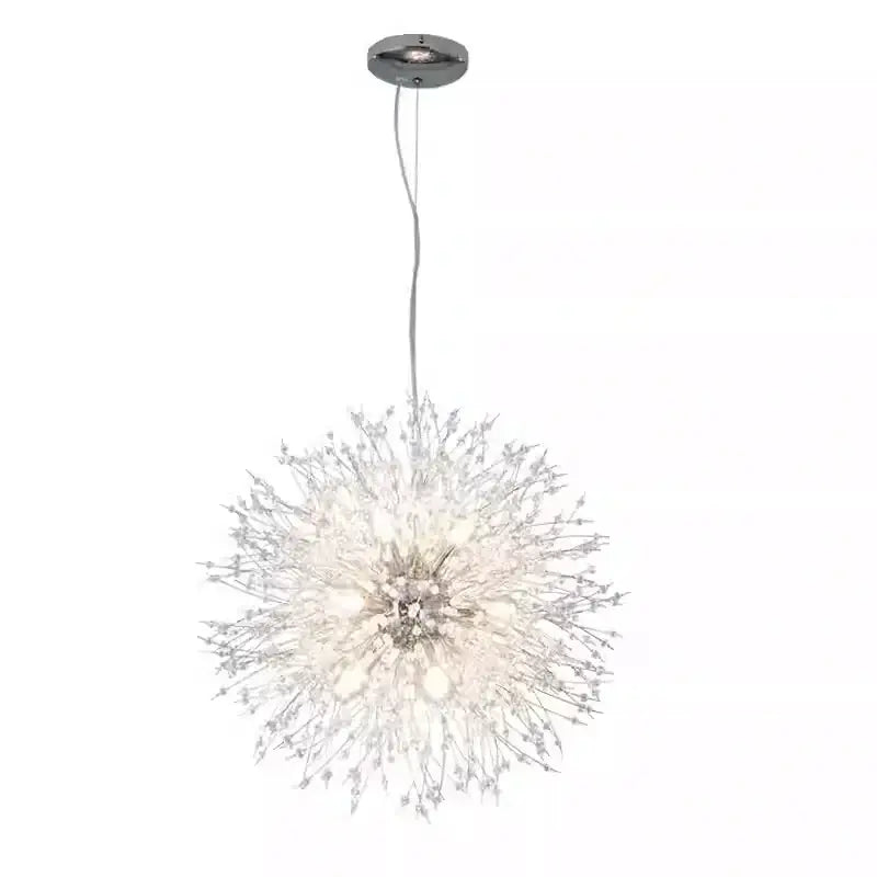 Silver dandelion gold chrome chandelier pendant light with crystal stems and chrome ceiling mount for dining room decorbites dandelion gold