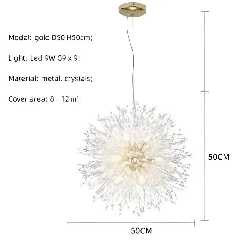 Gold-finished metal dandelion gold chrome chandelier with sparkling crystal arms for dining room decorbites dandelion gold