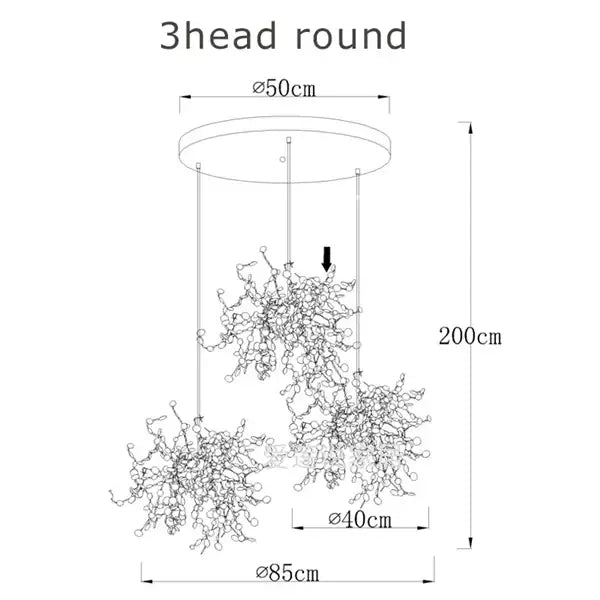 Dandelion gold and silver chrome leaf led chandelier with three heads and intricate metallic branching for dining room decorbites chrome leaf