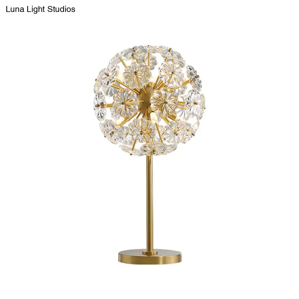 مصباح ليلي LED على شكل زهرة الهندباء: مصباح طاولة ليلية من النحاس الكريستالي على شكل زهرة لوضعه بجانب السرير