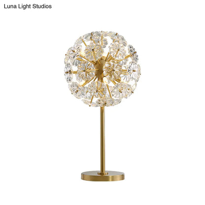 مصباح ليلي LED على شكل زهرة الهندباء: مصباح طاولة ليلية من النحاس الكريستالي على شكل زهرة لوضعه بجانب السرير