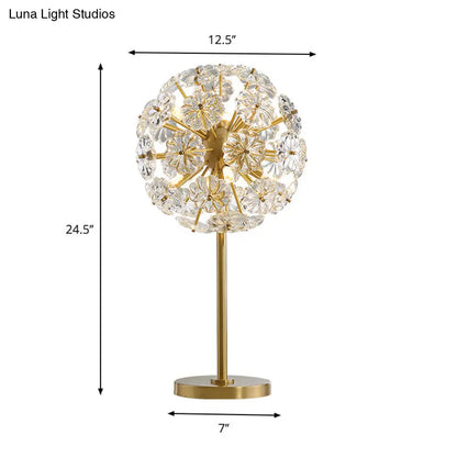 مصباح ليلي LED على شكل زهرة الهندباء: مصباح طاولة ليلية من النحاس الكريستالي على شكل زهرة لوضعه بجانب السرير